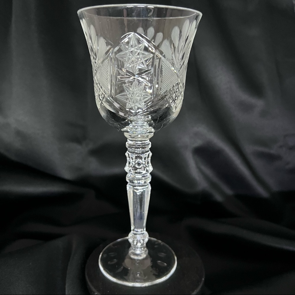American Brilliant Vintage Antique Crystal Etched Fans Hobstar - Collectors Find